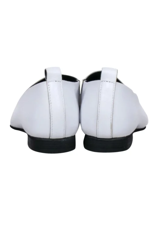 All Black - White Leather Flats Sz 6