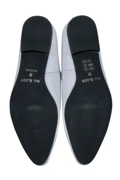 All Black - White Leather Flats Sz 6