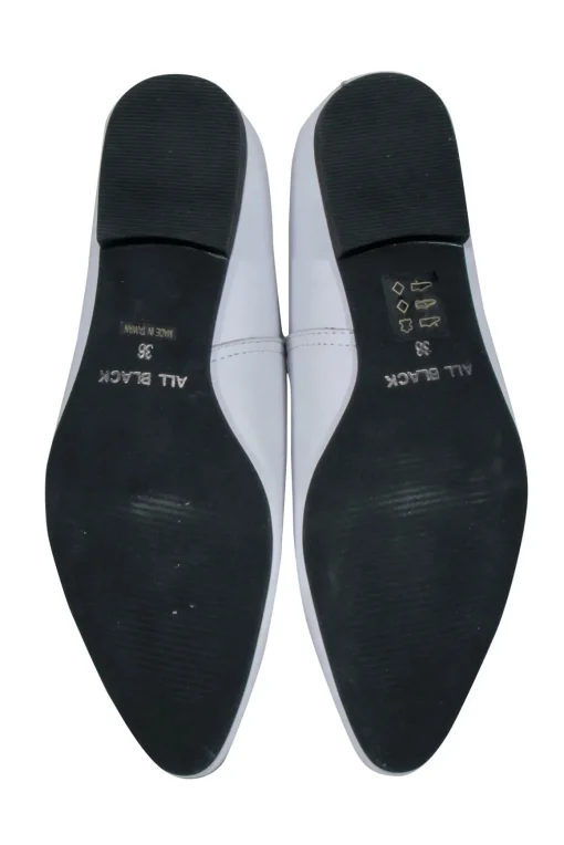 All Black - White Leather Flats Sz 6