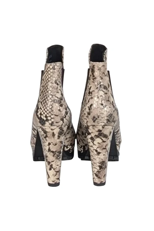 All Saints - Beige & Black Snake Skin Print Short Boots Sz 9