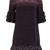 All Saints - Black, Brown, & Rust Print Ruffle Sleeve & Hem Dress Sz S