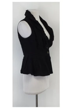 All Saints - Grey Pleated Peplum Vest Sz 8