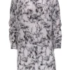 All Saints - Ivory, Grey & Pink Floral Print Button-Up Silk Shirtdress Sz 2