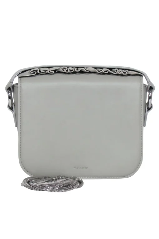 All Saints - Light Gray Smooth Leather Convertible Crossbody