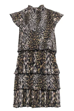 All Saints - Tan & Black Leopard Print Sleeveless "Antheia Kiku" Mini Dress Sz 4