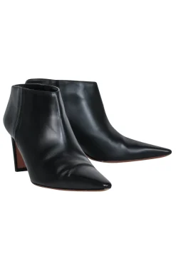 Altuzarra - Black Leather Pointed Toe Heeled Booties Sz 10
