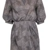 Amanda Uprichard - Grey & Tan Snake Print Silk Dress Sz S