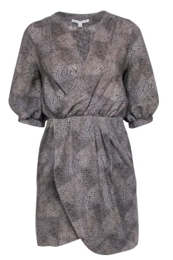 Amanda Uprichard - Grey & Tan Snake Print Silk Dress Sz S