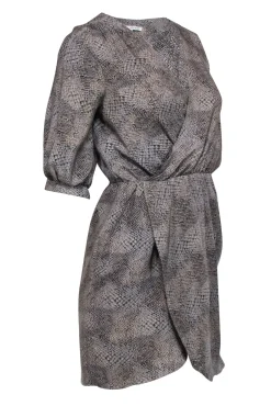 Amanda Uprichard - Grey & Tan Snake Print Silk Dress Sz S
