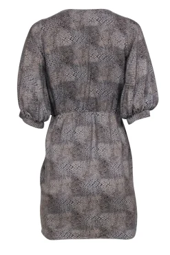Amanda Uprichard - Grey & Tan Snake Print Silk Dress Sz S