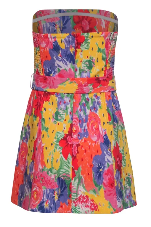 Amanda Uprichard - Multicolor Abstract Floral Print Strapless Mini Dress Sz S
