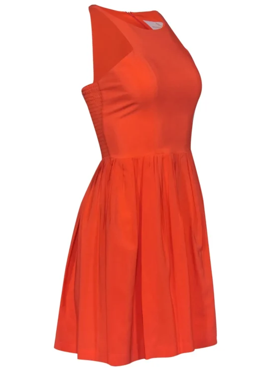 Amanda Uprichard - Neon Coral Silk Fit & Flare Dress Sz S
