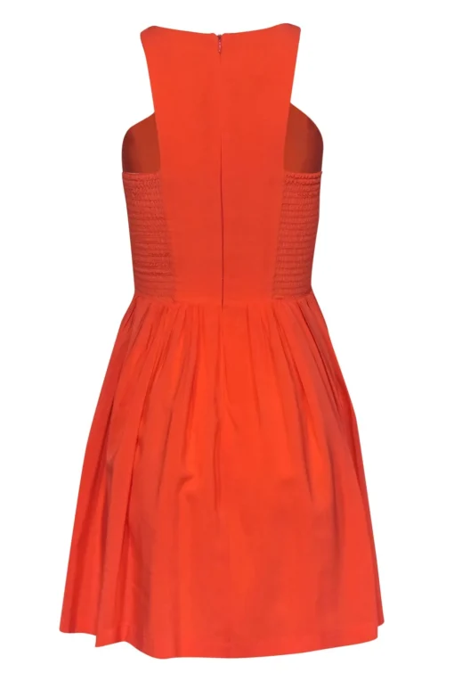 Amanda Uprichard - Neon Coral Silk Fit & Flare Dress Sz S
