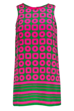 Amanda Uprichard - Neon Pink & Green Graphic Patterned Silk Shift Dress Sz S