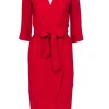Amanda Uprichard - Red Quarter Sleeve Draped Belted Maxi Dress Sz P