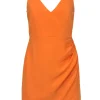 Amanda Uprichard - Sherbet Orange Sleeveless Ruched Sheath Dress Sz S