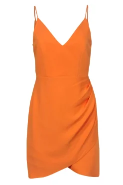 Amanda Uprichard - Sherbet Orange Sleeveless Ruched Sheath Dress Sz S