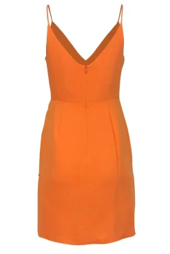Amanda Uprichard - Sherbet Orange Sleeveless Ruched Sheath Dress Sz S