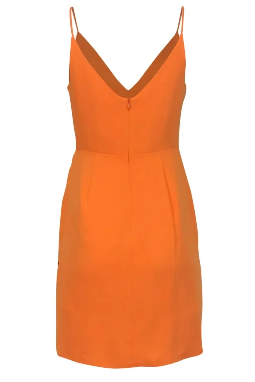 Amanda Uprichard - Sherbet Orange Sleeveless Ruched Sheath Dress Sz S