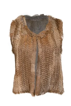 525 America - Light Brown Rabbit Fur Cropped Vest Sz M