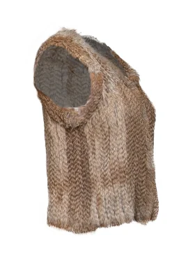 525 America - Light Brown Rabbit Fur Cropped Vest Sz M