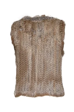 525 America - Light Brown Rabbit Fur Cropped Vest Sz M