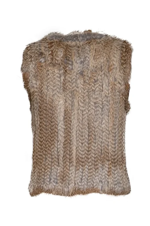 525 America - Light Brown Rabbit Fur Cropped Vest Sz M