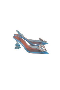 Amina Muaddi - Sky Blue Transparent "Begum 95mm" Pumps Sz 9.5