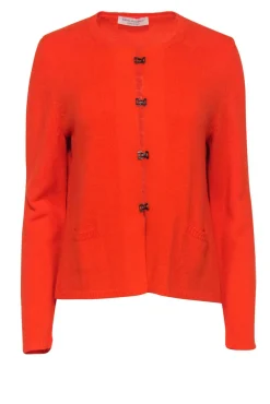 Amina Rubinacci - Bright Orange Knit Clasped Sweater Sz 8