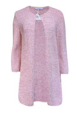 Amina Rubinacci - Coral, Cream, & Silver Speckled Knit Cardigan Sz XXL