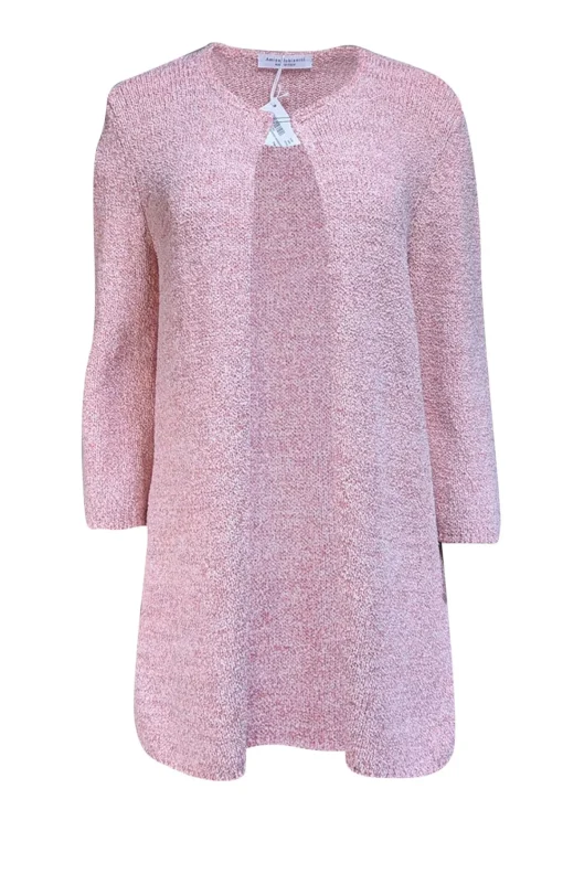 Amina Rubinacci - Coral, Cream, & Silver Speckled Knit Cardigan Sz XXL