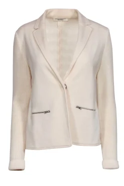 Amina Rubinacci - Cream Wool Knit Blazer Sz M