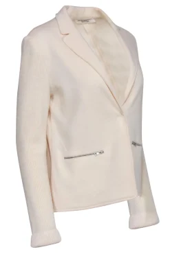 Amina Rubinacci - Cream Wool Knit Blazer Sz M