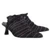Amy Crookes - Black Smocked Ruffle Trim Strappy Back Heel Sz 6