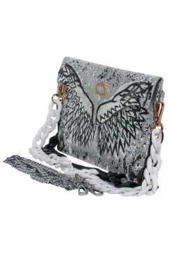 Anca Barbu - Silver Metallic Angel Wings Envelope Crossbody Bag