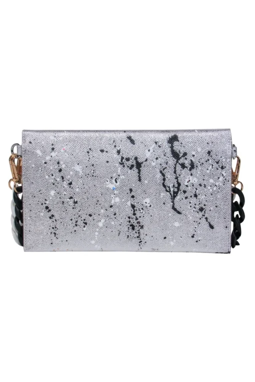 Anca Barbu - Silver Metallic Angel Wings Envelope Crossbody Bag