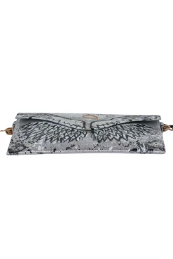 Anca Barbu - Silver Metallic Angel Wings Envelope Crossbody Bag