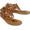 Ancient Greek Sandals - Tan Cut Out Leather Sandals Sz 6