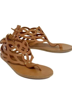 Ancient Greek Sandals - Tan Cut Out Leather Sandals Sz 6