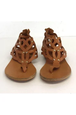 Ancient Greek Sandals - Tan Cut Out Leather Sandals Sz 6