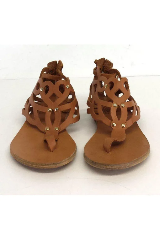 Ancient Greek Sandals - Tan Cut Out Leather Sandals Sz 6