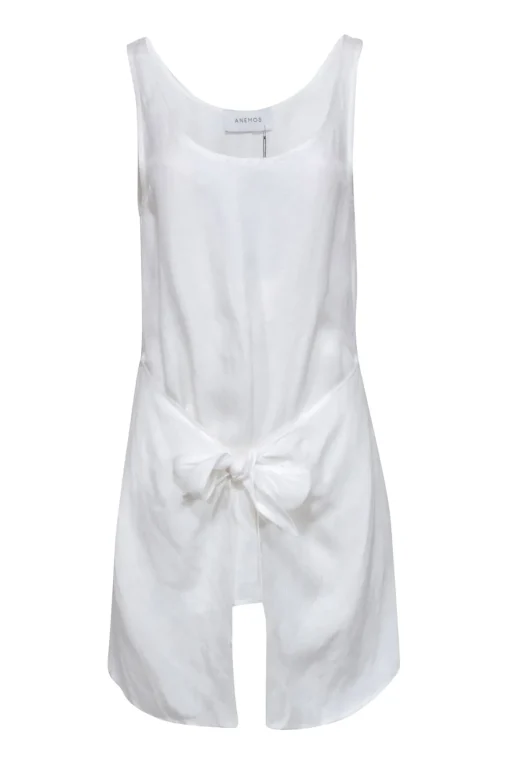 Anemos - Ivory Linen Blend "D.K. Mini" Tie Dress Sz M