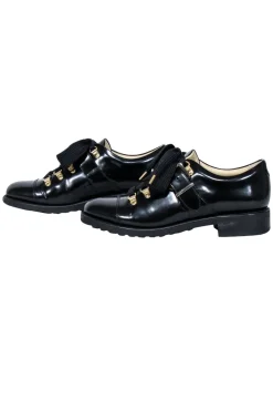 Angela Scott - Black Leather "Mr. Logan" Oxfords Sz 9