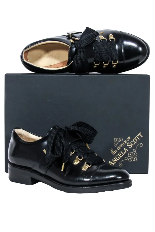 Angela Scott - Black Leather "Mr. Logan" Oxfords Sz 9