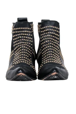 Anine Bing - Black Leather Studded Detail "Charlie" Short Boots Sz 9