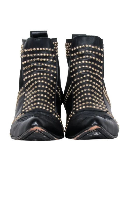 Anine Bing - Black Leather Studded Detail "Charlie" Short Boots Sz 9