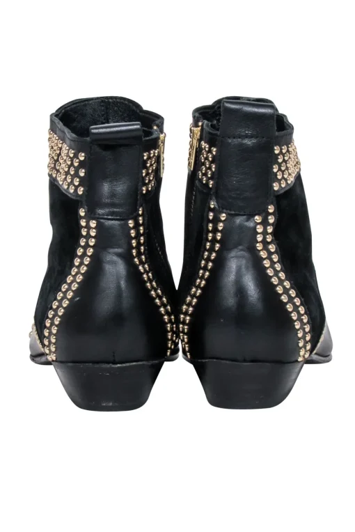Anine Bing - Black Leather Studded Detail "Charlie" Short Boots Sz 9