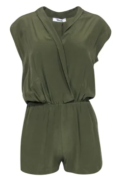 Anine Bing - Olive Sleeveless Silk Romper Sz XS