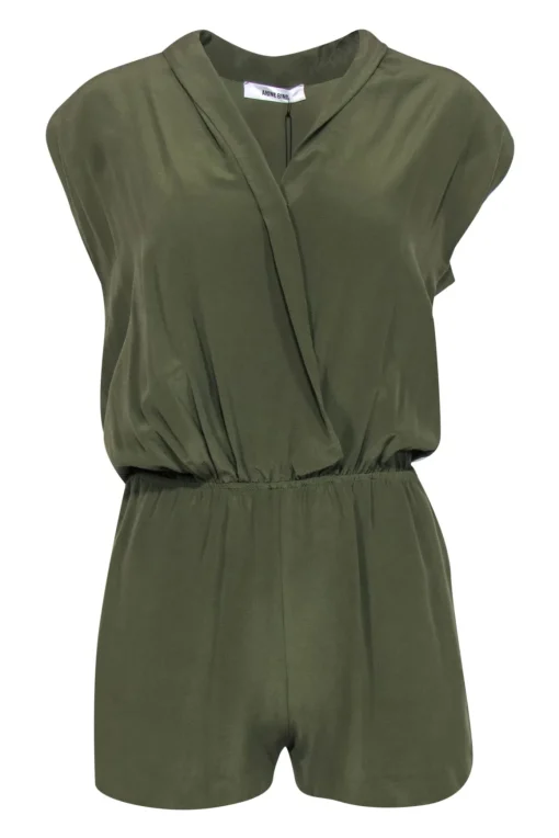 Anine Bing - Olive Sleeveless Silk Romper Sz XS