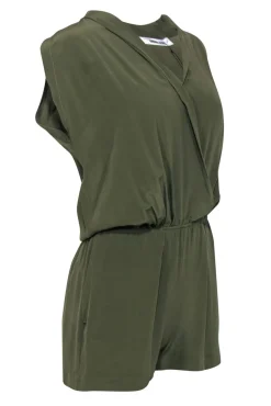 Anine Bing - Olive Sleeveless Silk Romper Sz XS